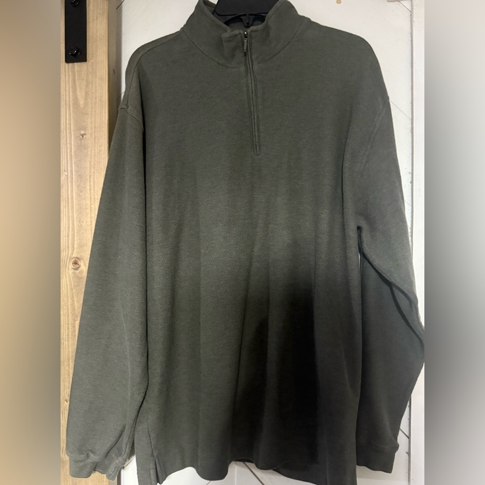 IZOD Olive Green ¼ Zip Cotton Pullover (XL)